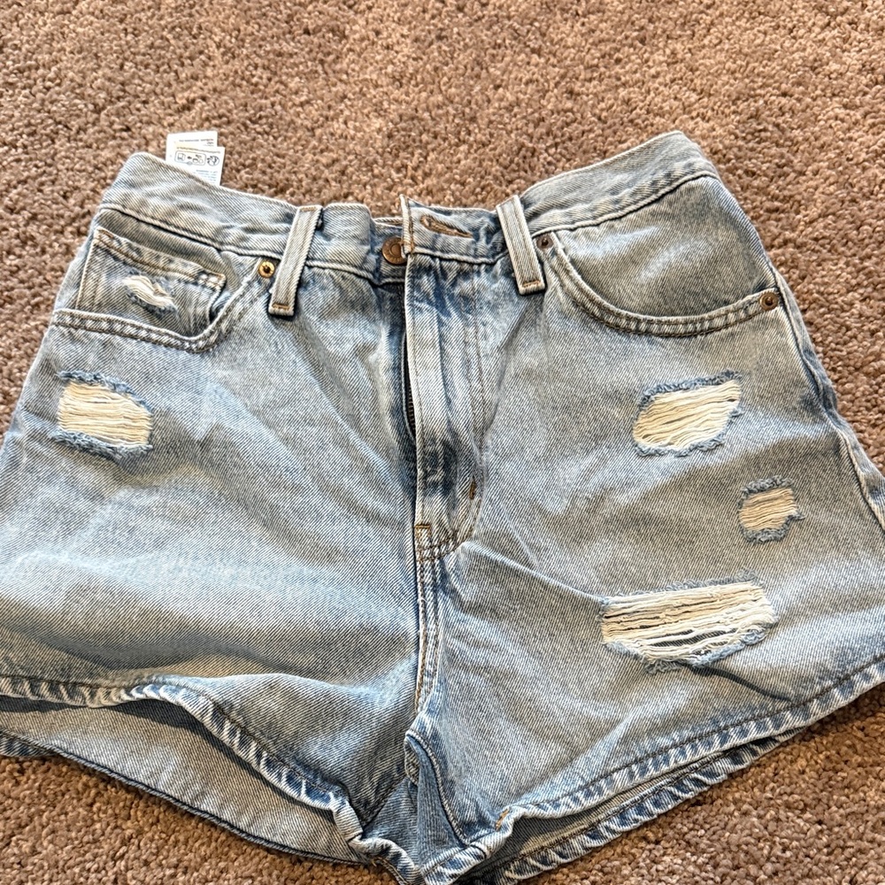 Levi Light Blue Distressed High-Waist Women’s Denim Shorts